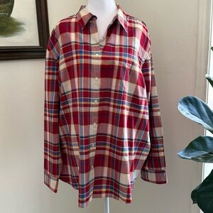 Lauren Ralph Lauren 100% Silk Red Plaid Button-Up 3x Shirt